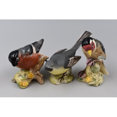 239 - Three Beswick Birds to Include Goldfinch, Grey Wagtail and Bullfinch (Tallest 3