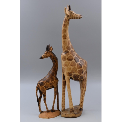 341 - Two Mid Century Teak Giraffe Figures (Tallest 18