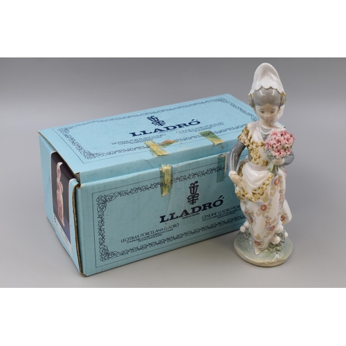 248 - Boxed Lladro Valencian Girl With Flowers No.1304 (9 1/2