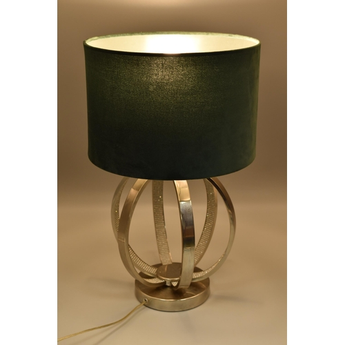 347 - Green Velour Shade Table Lamp (19 1/2