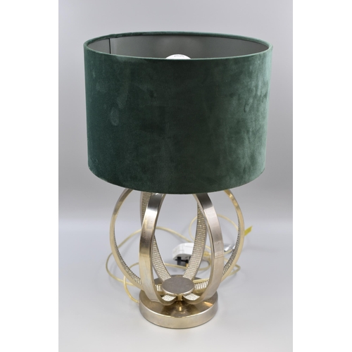 347 - Green Velour Shade Table Lamp (19 1/2