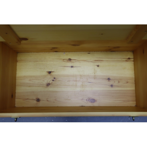 524 - High Quality Solid Pine Storage Box Dressed with Solid Brass Fittings Sitting on Castors approx 35