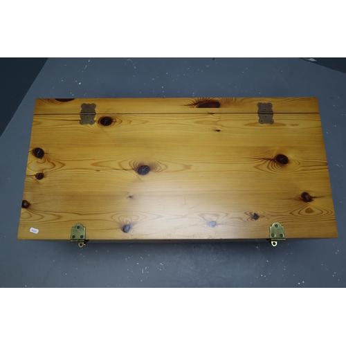 524 - High Quality Solid Pine Storage Box Dressed with Solid Brass Fittings Sitting on Castors approx 35