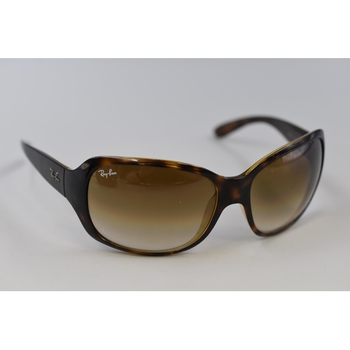 351 - A Pair of Ray-Ban RB4118 710/51 Light Havana Ladies Sunglasses, In Case. NICOLA'S SEAL OF APPROVAL