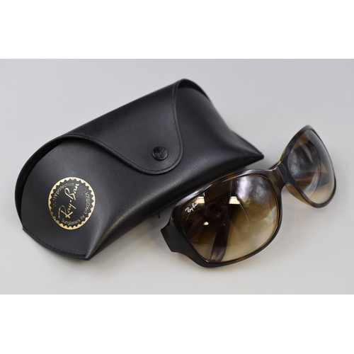 351 - A Pair of Ray-Ban RB4118 710/51 Light Havana Ladies Sunglasses, In Case. NICOLA'S SEAL OF APPROVAL