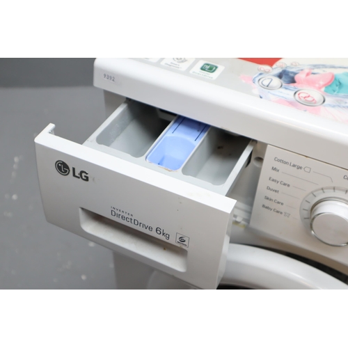 568 - LG Inverter Direct Drive 6Kg Slimline Washer A+++ Rated complete with Booklet, Powers on when tested... 