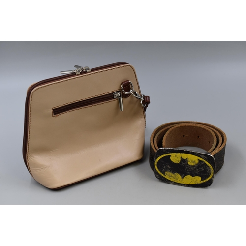 363 - A Leather Batman Belt, With Vera Pelle Italian Leather Handbag