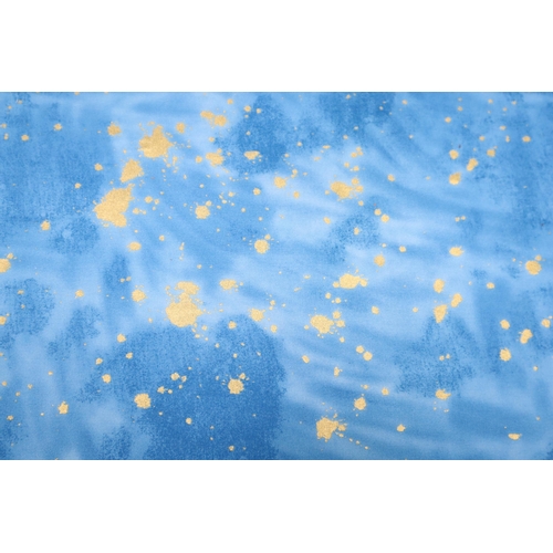 575 - Three reems of Good Quality Material to include Approx 11ft of Blue and Gold Spatter Pattern, approx... 