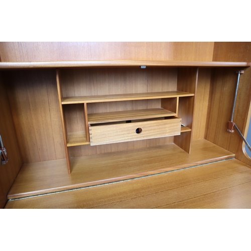 556 - Mid Century High Quality Nathan Teak One Piece Wall Unit Consisting of One Shelf Display over a Lock... 