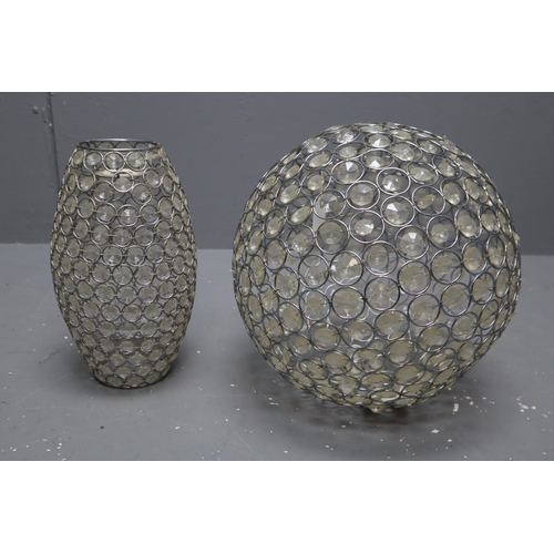 620 - Four Pendant Lampshades to Include Two Sphere Shaped, a Diamond Shape and an Oval Shape