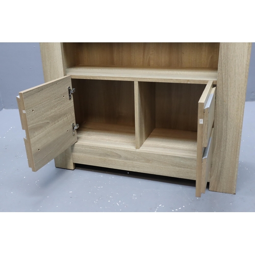 561 - Four Shelved Light Oak Display Unit With Underneath Storage (5' 9