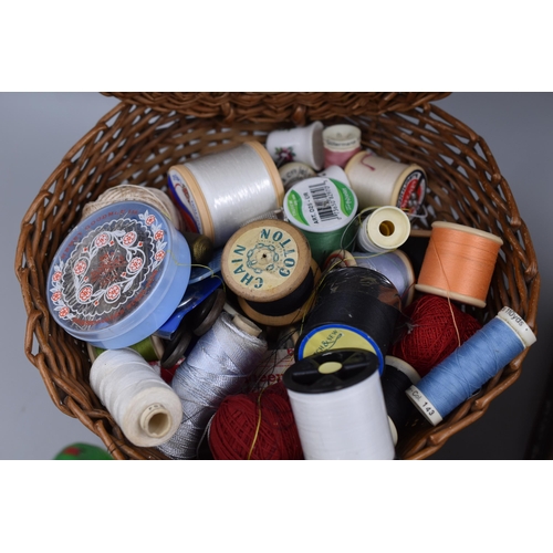 676 - Mixed Lot of Sewing Items to include Cotton reels, Large Amount of Buttons, Ribbon, and more