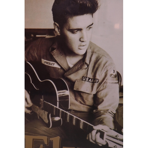 682 - Selection Elvis Memorabilia to Include Nine Photographs All Framed but Four and Two Clocks (Tallest ... 