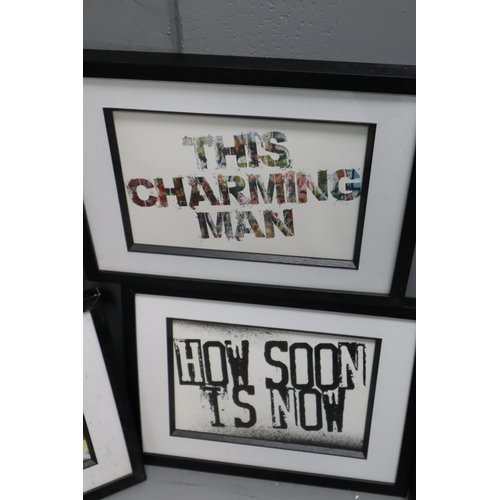 722 - Nine Framed Art Collages of Different The Smiths Songs to Include How Soon Is Now?, Handsome Devil, ... 