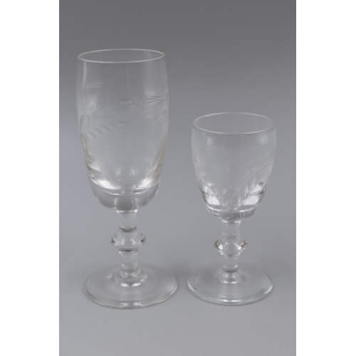 658 - Two Sets of Etched Dessert Wine Glass in Presentation Boxes