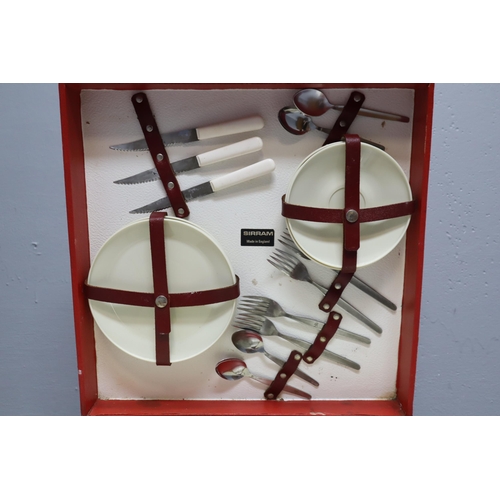 709 - A Red Cased Retro Sirram Picnic Set