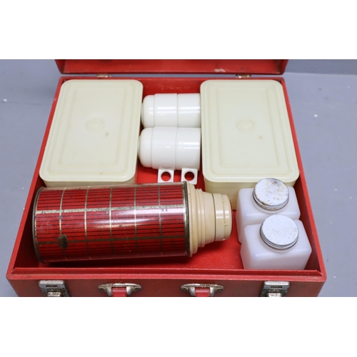 709 - A Red Cased Retro Sirram Picnic Set