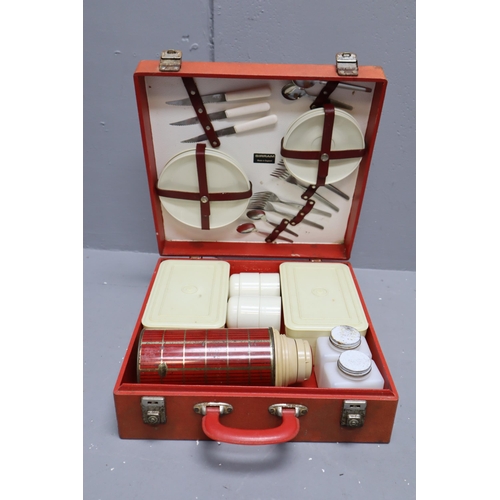 709 - A Red Cased Retro Sirram Picnic Set