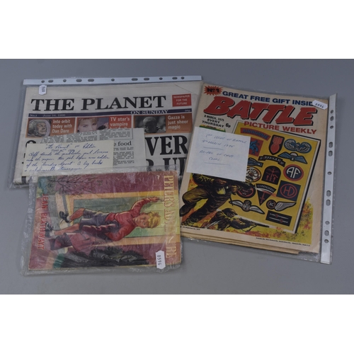 391 - Three Vintage Reading Issues to include a 1st issue of Battle dated 1975, 1st Edition of Planet News... 