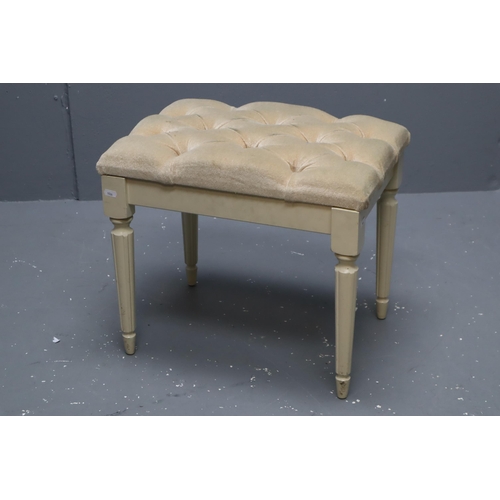 534 - Button Padded Champagne Colour Upholstered Vanity Stool Approx 20