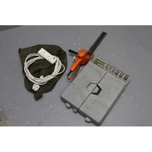 605 - Four Items to Include Hedge-trimmer (Untested), Tool Box (Not Complete), Overalls and Extension Lead