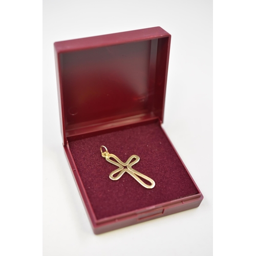 1 - Gold 585 (14ct) Cross Pendant Complete with Presentation Box