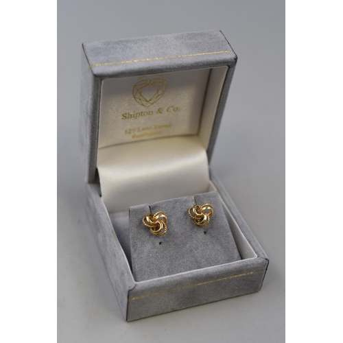 3 - Pair of Marked 375 Gold Earrings in Presentation Box