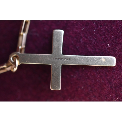 5 - Hallmarked 375 (9ct) Gold Cross Pendant Necklace Complete with Presentation Case