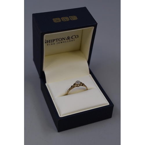 8 - Hallmarked Gold 375 (9ct) Diamond Solitare Ring Complete with Presentation Box