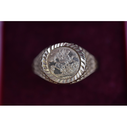 17 - Hallmarked 375 (9ct) Gold George and the Dragon Ring Complete with Presentation Box