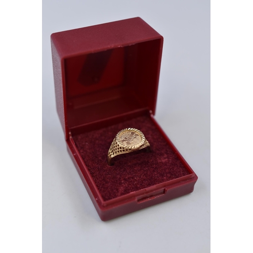 17 - Hallmarked 375 (9ct) Gold George and the Dragon Ring Complete with Presentation Box