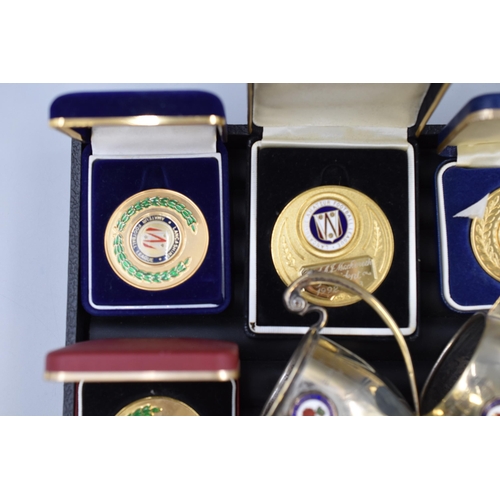 130 - Collection of Lancashire Football Association Award Medals in Display Boxes plus a Vintage Acme Thun... 