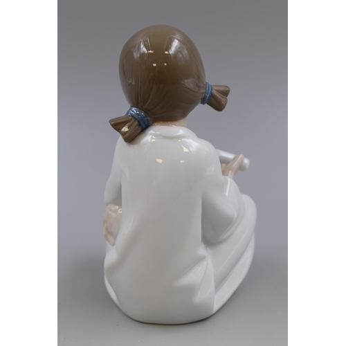 281 - NAO By LLadro ' Girl Feeding Lamb ' Porcelain Figurine, Approx 7