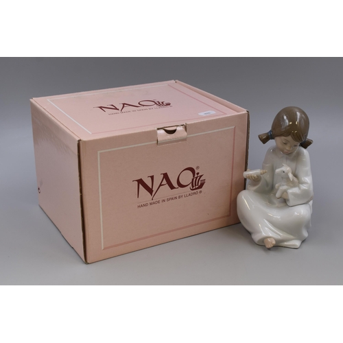 281 - NAO By LLadro ' Girl Feeding Lamb ' Porcelain Figurine, Approx 7