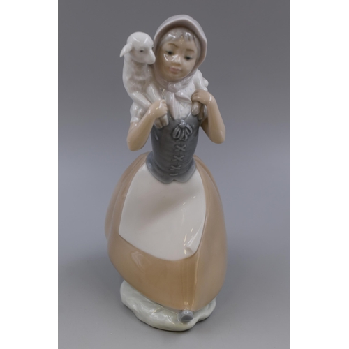 283 - NAO By LLadro 'Good Shepherdess' Porcelain Figurine Depicting Lady Carrying a Lamb Across her Should... 