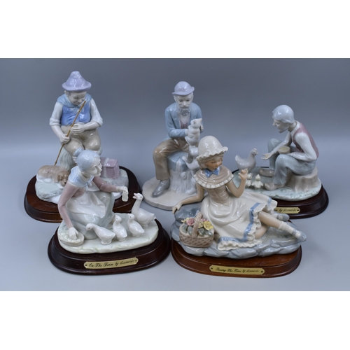 288 - A Selection of Five Spanish Style Porcelain Figures (Four On Wooden Bases). Tallest Approx 8.5