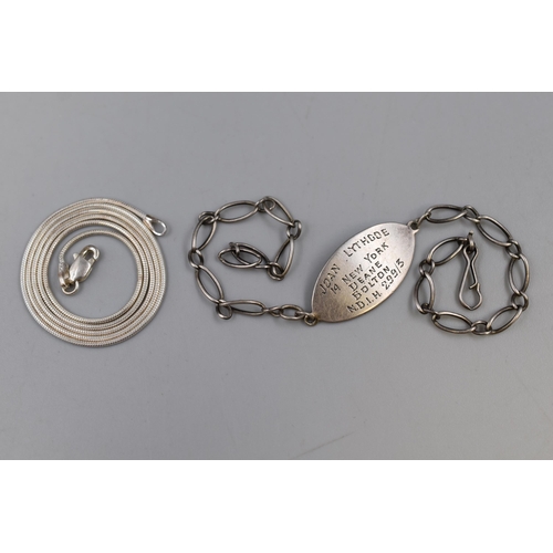 32 - Silver 925 ID Bracelet and Necklace Chain Complete with Presentation Box