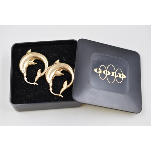 35 - Pair of Gold 375 (9ct) Dolphin Earrings