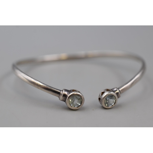 37 - Silver 925 Twin Stoned Bangle Complete with Presentation Box