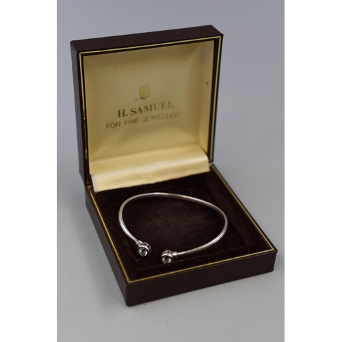 37 - Silver 925 Twin Stoned Bangle Complete with Presentation Box