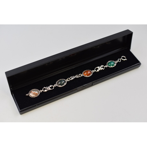 39 - Silver 4 Stoned Scottish Style Bracelet Complete with Presentation Box