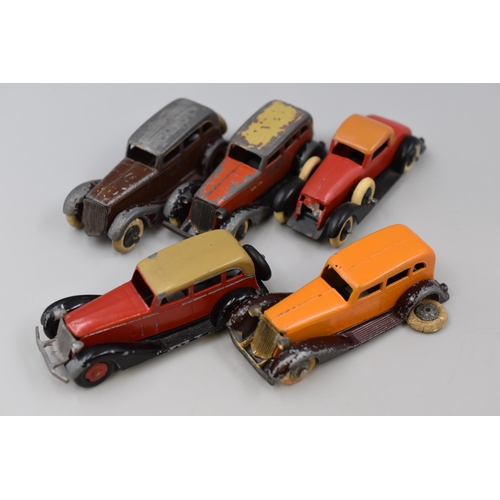 294 - Tootsietoy: Selection of Five Tootsietoy Vintage U.S.A Cars, Playworn