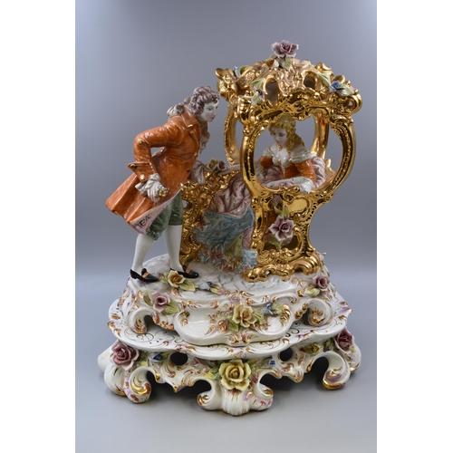 202 - A Capodimonte Ceramic Figural Group, With Detaching Base, Signed To Rear. Originally A Lamp. Approx ... 