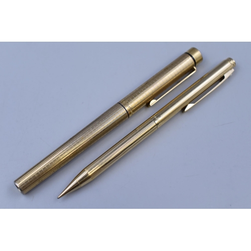 46 - Sheaffer 14ct Gold Nibbed Gold Plated Fountain Pen and a Sheaffer Gold Plated Pencil