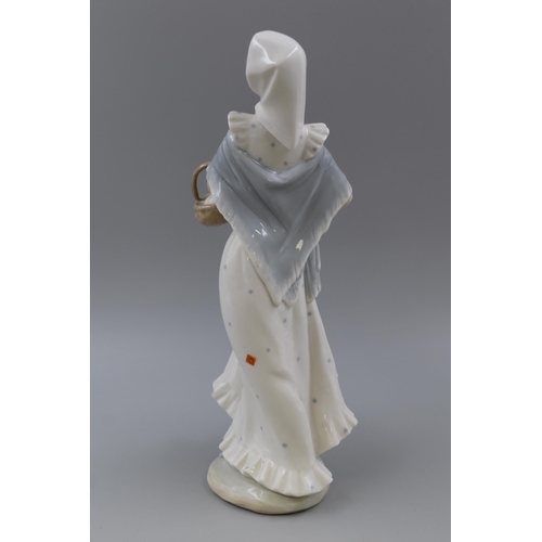 303 - Nao By LLadro 'Lady With Basket Of Flowers' Lovely Porcelain Piece, approx 13