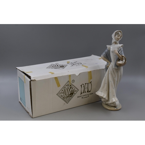 303 - Nao By LLadro 'Lady With Basket Of Flowers' Lovely Porcelain Piece, approx 13