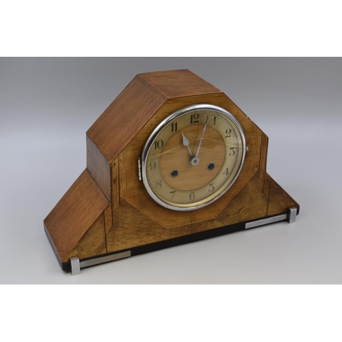 311 - Art Deco Inlaid Chiming Mantle Clock (15