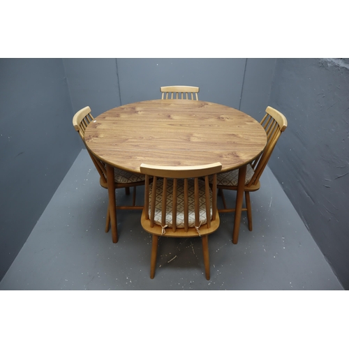 456 - A Retro Dinette Drop Leaf Dining Table, With Set of Four Spindle Backed Chairs. Table is Approx 41.5... 