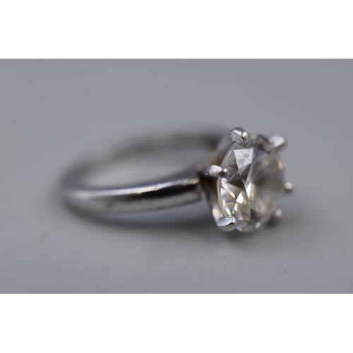 58 - A 925. Silver Cz Stoned Solitaire Ring, Size L/M