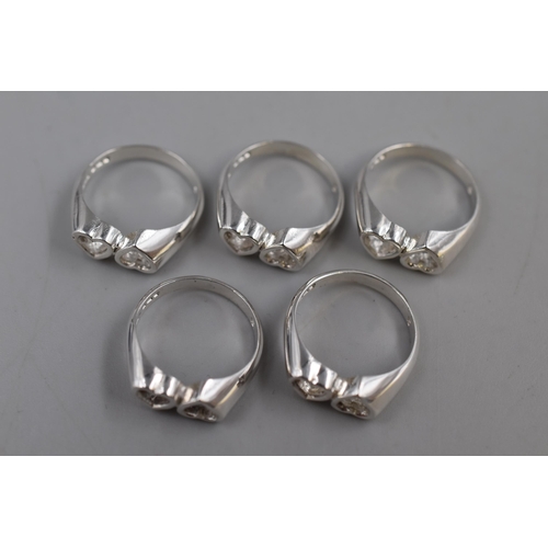 61 - Five Hallmarked Silver Love Heart Rings